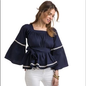 Vineyard Vines Ric Rac Bell Sleeve Woven Top